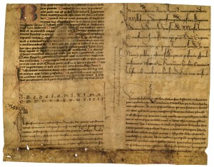 Advertisement sheet from Herman Strepel, professional scribe in Münster, c. 1447 (The Hague, KB, 76 D 45)