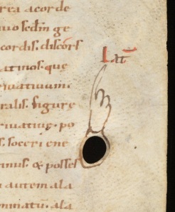 St Gall, Stiftsbibliothek, MS 60: finger pointing at marginal note