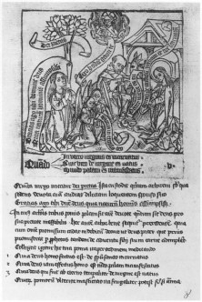 The Nativity. Spirituale pomerium  blockbook. c. 1440 Bibliothèque Royale, Brussels, Ms. 12070. 